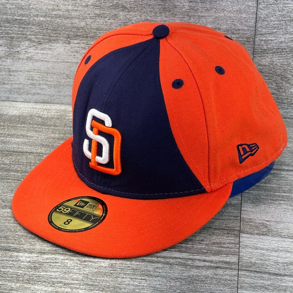 New Era San Diego Padres 59Fifty Wool Blend Fitted Hat Cap Size 8 MLB Flat Bill